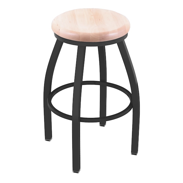 36" Swivel X-Tall Bar Stool, Pewter Finish, Nat Maple Seat